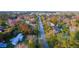 Aerial view of a neighborhood showcasing tree-lined streets and a mix of colorful foliage at 630 Carpenter Rd, Orlando, FL 32833