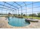 Stunning screened-in pool area with a water slide, spa, and lush landscaping overlooking the lake at 8774 Bayview Crossing Dr, Winter Garden, FL 34787