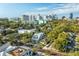 City skyline view beyond green tree tops shows houses in a residential neighborhood at 122 N Hyer Ave, Orlando, FL 32801