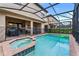 Screened-in pool and hot tub in a private backyard, perfect for relaxation and outdoor entertainment at 8920 Rhodes St, Kissimmee, FL 34747