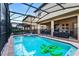 Sparkling in-ground pool with attached hot tub and a screened-in enclosure and outdoor seating at 8920 Rhodes St, Kissimmee, FL 34747