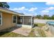 Backyard with a screen enclosed porch area and above ground pool at 5019 Log Wagon Rd, Ocoee, FL 34761