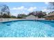 Blue pool with ladder for access and blue skies above at 5019 Log Wagon Rd, Ocoee, FL 34761