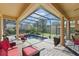 Lanai showcases a clear view of the pool, spa, and outdoor living space with seating at 8424 Lake Burden Cir, Windermere, FL 34786