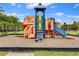 A colorful playground with slides and climbing structures is nestled in a safe, wood-chip-covered area at 8961 Cuban Palm Rd, Kissimmee, FL 34747