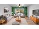 Inviting living room with stylish furniture, shelving, and a view of the lake at 402 E Orlando Ave # 18C, Ocoee, FL 34761