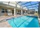 Full view of screened-in pool and spa with patio furniture at 4532 Target Blvd, Kissimmee, FL 34746
