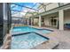 Inviting backyard featuring a private pool and spa with a screened-in lanai, perfect for relaxation and outdoor entertainment at 4532 Target Blvd, Kissimmee, FL 34746