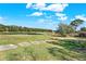 Beautiful backyard featuring a lush lawn and peaceful pond with a blue sky backdrop at 873 Gulf Land Dr, Apopka, FL 32712