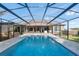Beautiful, screened-in pool with a clear view of the home's exterior and backyard, ideal for summer relaxation at 1384 E Lake Shore Blvd, Kissimmee, FL 34744