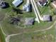 Drone shot of a house on a large lot highlighting its driveway and landscape, amidst neighboring houses at 429 Ohio Way, Kissimmee, FL 34759