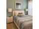 Bright bedroom with a bed, side tables, and modern lamps and art at 5356 Oakbourne Ave, Davenport, FL 33837