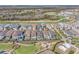 An aerial view showcasing the community, golf course, and luxurious homes with manicured lawns and private pools at 985 Jack Nicklaus Ct, Kissimmee, FL 34747
