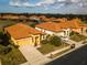 Neighborhood aerial view displaying terracotta roofs, attached garages, and manicured landscaping at 2610 Rosemont Cir, Davenport, FL 33837