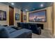 Relax in this home theater featuring comfortable seating and a large projection screen at 7465 Gathering Loop, Reunion, FL 34747