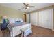 Cozy bedroom with a ceiling fan, closet and neutral color palette, creating a relaxing atmosphere at 1303 Sultan Cir, Chuluota, FL 32766