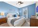 Comfortable bedroom with soft blue walls, decorative touches, and ample natural light at 1585 Plunker, Davenport, FL 33896