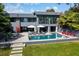 Back exterior view featuring a pool, patio, and lush backyard, perfect for outdoor entertaining at 2010 Hoffner Ave, Belle Isle, FL 32809