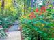 Nature path lined with vibrant flowers and tropical foliage at 426 Club Dr, Winter Springs, FL 32708