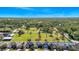 Wide aerial view of a residential area with homes and green spaces under a clear blue sky at 137 Kays Landing Dr, Sanford, FL 32771