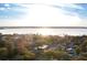 Aerial view of a lakeside community with modern homes and mature trees at sunset at 8966 Easterling Dr, Orlando, FL 32819