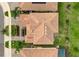 Aerial view of the home showcasing a tile roof, landscaping, and surrounding neighborhood at 8995 Croquet Ct, Champions Gate, FL 33896