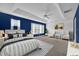 Main bedroom features a tray ceiling, blue accent wall, and ensuite bathroom at 1555 Lalique Ln, Orlando, FL 32828