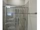 The bathroom showcases a modern tiled shower with a sliding glass door and updated fixtures at 2369 Palm Park Loop, Clermont, FL 34714