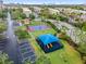 Aerial shot of community amenities including a playground, picnic area, and basketball court with nearby parking at 5076 Tideview Cir # 90, Orlando, FL 32819