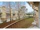 Balcony view overlooking lush green lawn, mature trees, and multi-story condos in a serene and welcoming setting at 5076 Tideview Cir # 90, Orlando, FL 32819