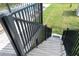 Outdoor staircase featuring metal railing and wood stairs leading down to the yard at 9575 Ne 306Th Ct, Fort Mc Coy, FL 32134