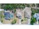 Aerial view showcasing the layout of three houses with backyard pool at 2645 Coachman Dr, Deltona, FL 32738