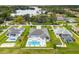 Wide aerial showing a property with a modern home, pool, and large manicured lot at 3845 S Stillwood Ln, Lake Mary, FL 32746