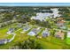 Breathtaking aerial view of a lakeside neighborhood featuring luxurious homes with lush green lawns and serene water views at 3845 S Stillwood Ln, Lake Mary, FL 32746