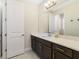 Bathroom featuring a modern vanity with dark wood cabinets and white countertop at 1324 Arklow Cir, Ormond Beach, FL 32174