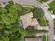 Aerial view of a home with a well-maintained lawn and a screened-in pool at 1921 Redwood Grove, Lake Mary, FL 32746