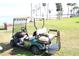 Golf cart on the property with lake view in the background, suggesting a recreational and convenient lifestyle at 201 Clusterwood Dr, Yalaha, FL 34797