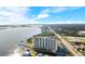 An aerial view showcases the property's waterfront location at 2801 S Ridgewood Ave # 1412, South Daytona, FL 32119