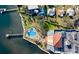 Bird's eye view of the community with a pier and swimming pool at 2801 S Ridgewood Ave # 1412, South Daytona, FL 32119