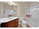 Bathroom featuring a framed mirror, walk-in shower, and tile flooring at 3338 Robert Trent Jones Dr # 20804, Orlando, FL 32835