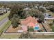 Aerial view of a home featuring a pool, patio, and fenced yard at 1031 Kings Hwy, Kissimmee, FL 34744