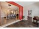 View of open concept living space and kitchen, featuring a large island and bar stools at 1031 Kings Hwy, Kissimmee, FL 34744