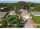 Aerial view of a charming home with a well-manicured lawn, mature trees, and a brick-lined driveway at 1232 Corbett Ln, Orlando, FL 32806
