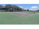 Well-maintained tennis court surrounded by mature trees on a sunny day at 1320 Corte Nueva, Winter Springs, FL 32708