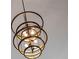 This contemporary chandelier features multiple concentric circles and exposed light bulbs at 16112 Vetta Dr, Montverde, FL 34756