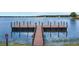 Dock with railings provides access to the lake with a warning sign about alligators at 16112 Vetta Dr, Montverde, FL 34756