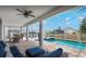 Enjoy a private screened-in pool and patio area complete with comfortable seating and dining options at 1656 Moon Valley Dr, Davenport, FL 33896