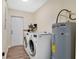 Functional laundry room equipped with a washer, dryer, and water heater at 203 North E Blvd, Davenport, FL 33837