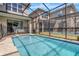 View of the screened-in pool, backyard, and fences of the neighboring properties at 4164 Paragraph Dr, Kissimmee, FL 34746