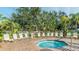 Relaxing hot tub surrounded by lounge chairs and lush landscaping, creating a tranquil retreat at 8157 Fan Palm Way, Kissimmee, FL 34747